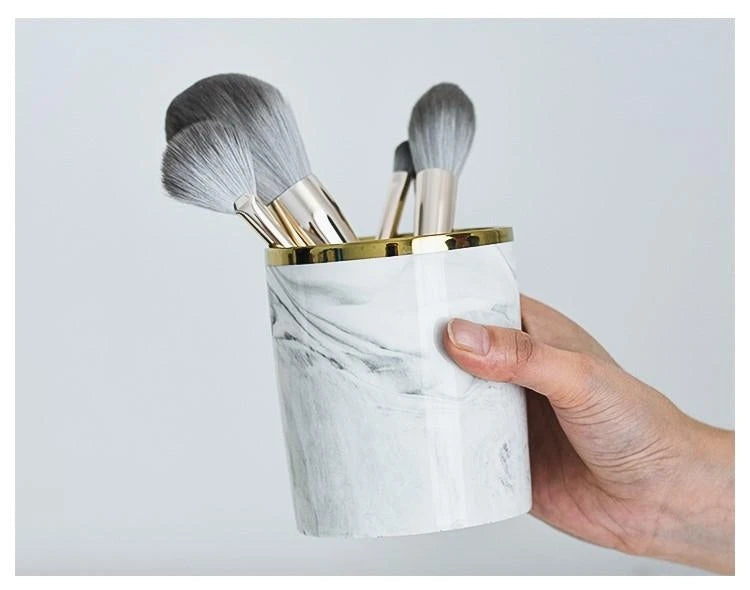 Cosmetics Makeup Brushes Storage Box Cylindrical Case Storage Lipstick Brush Pen Holder Organizer Ceramic Pen Storage