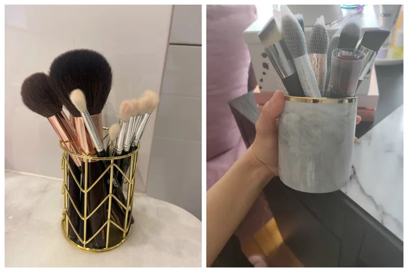 Cosmetics Makeup Brushes Storage Box Cylindrical Case Storage Lipstick Brush Pen Holder Organizer Ceramic Pen Storage