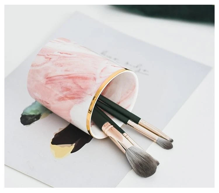 Cosmetics Makeup Brushes Storage Box Cylindrical Case Storage Lipstick Brush Pen Holder Organizer Ceramic Pen Storage