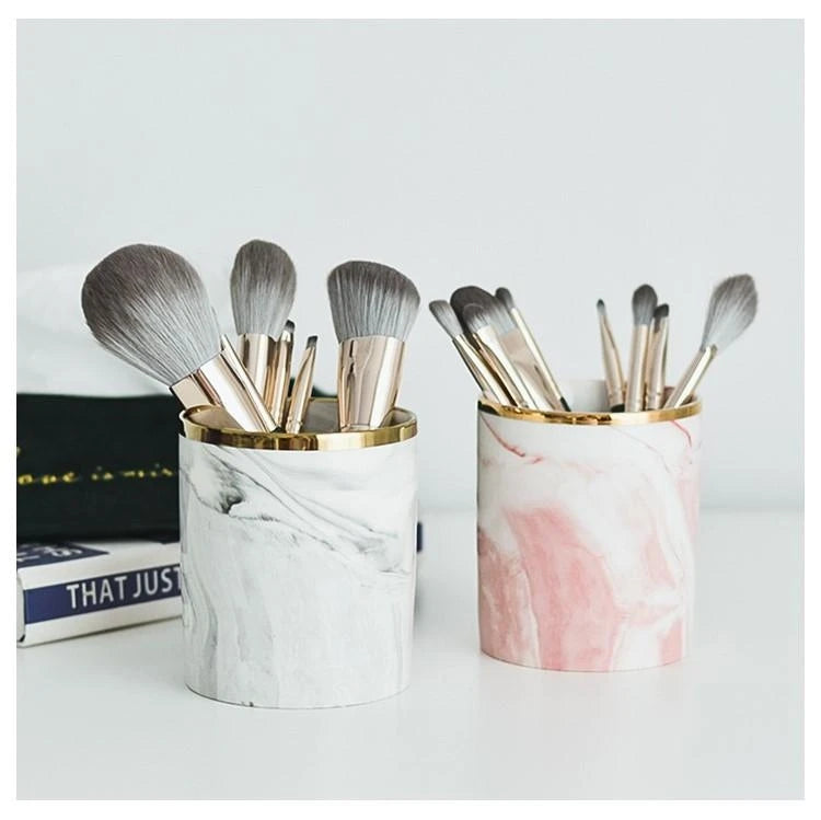 Cosmetics Makeup Brushes Storage Box Cylindrical Case Storage Lipstick Brush Pen Holder Organizer Ceramic Pen Storage