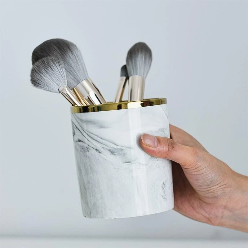 Cosmetics Makeup Brushes Storage Box Cylindrical Case Storage Lipstick Brush Pen Holder Organizer Ceramic Pen Storage