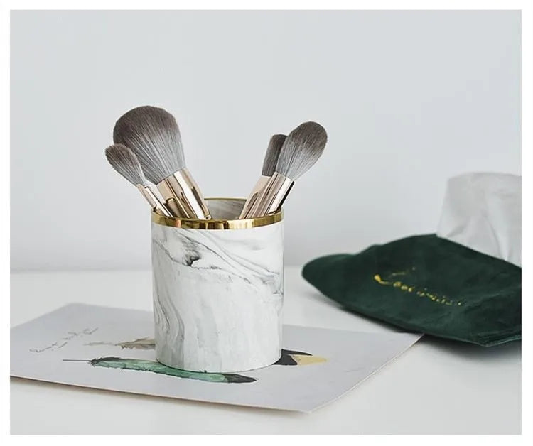 Cosmetics Makeup Brushes Storage Box Cylindrical Case Storage Lipstick Brush Pen Holder Organizer Ceramic Pen Storage