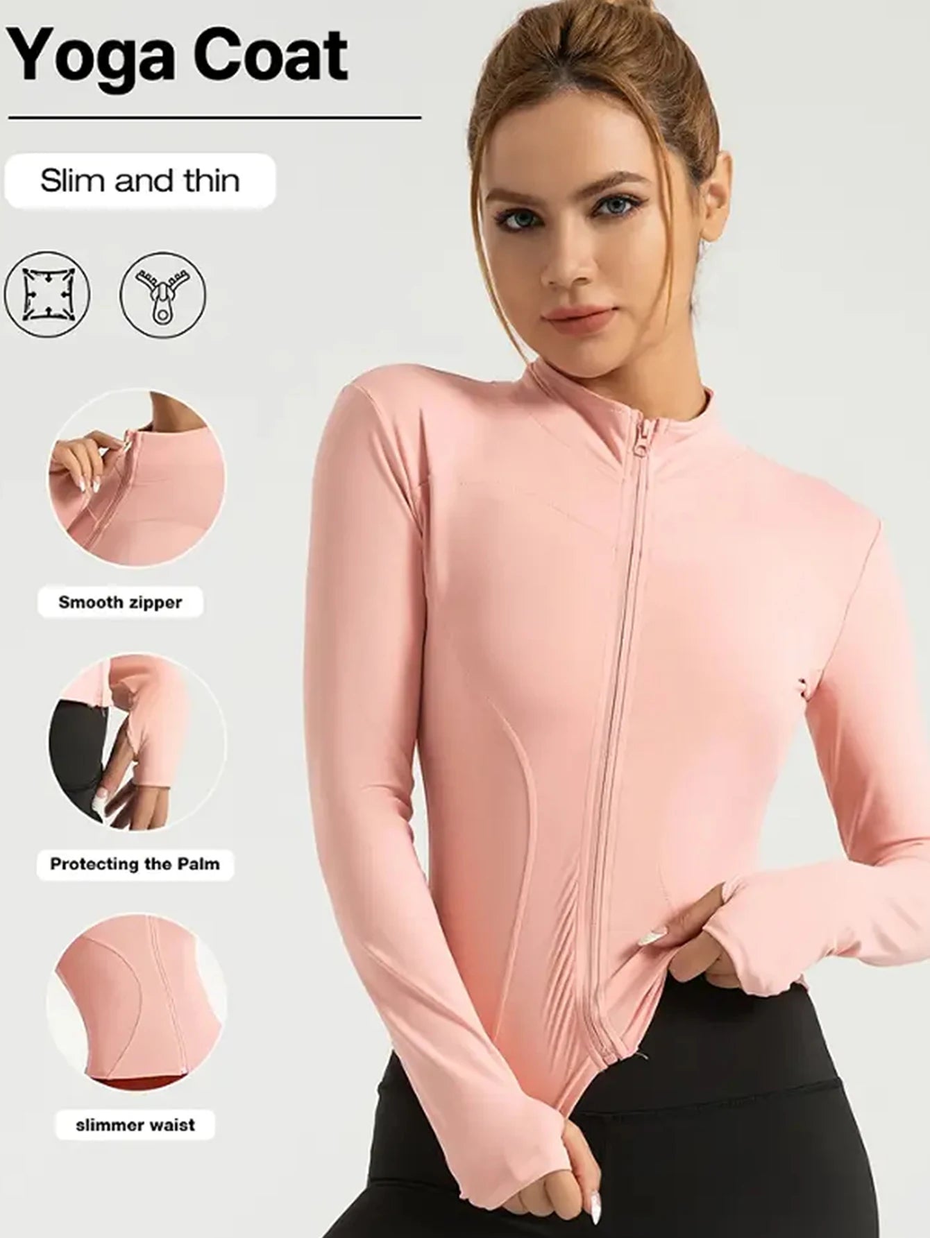 Chaqueta deportiva, top ajustado de secado rápido para mujer, edición de otoño 2025, cuello alto de protección solar de manga larga, Pilates deportivo