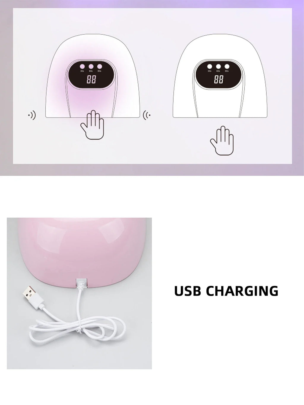 Secador de uñas de Gel con 3 Ajustes de temporizador, lámpara de manicura profesional UV, 24 LED, 88W