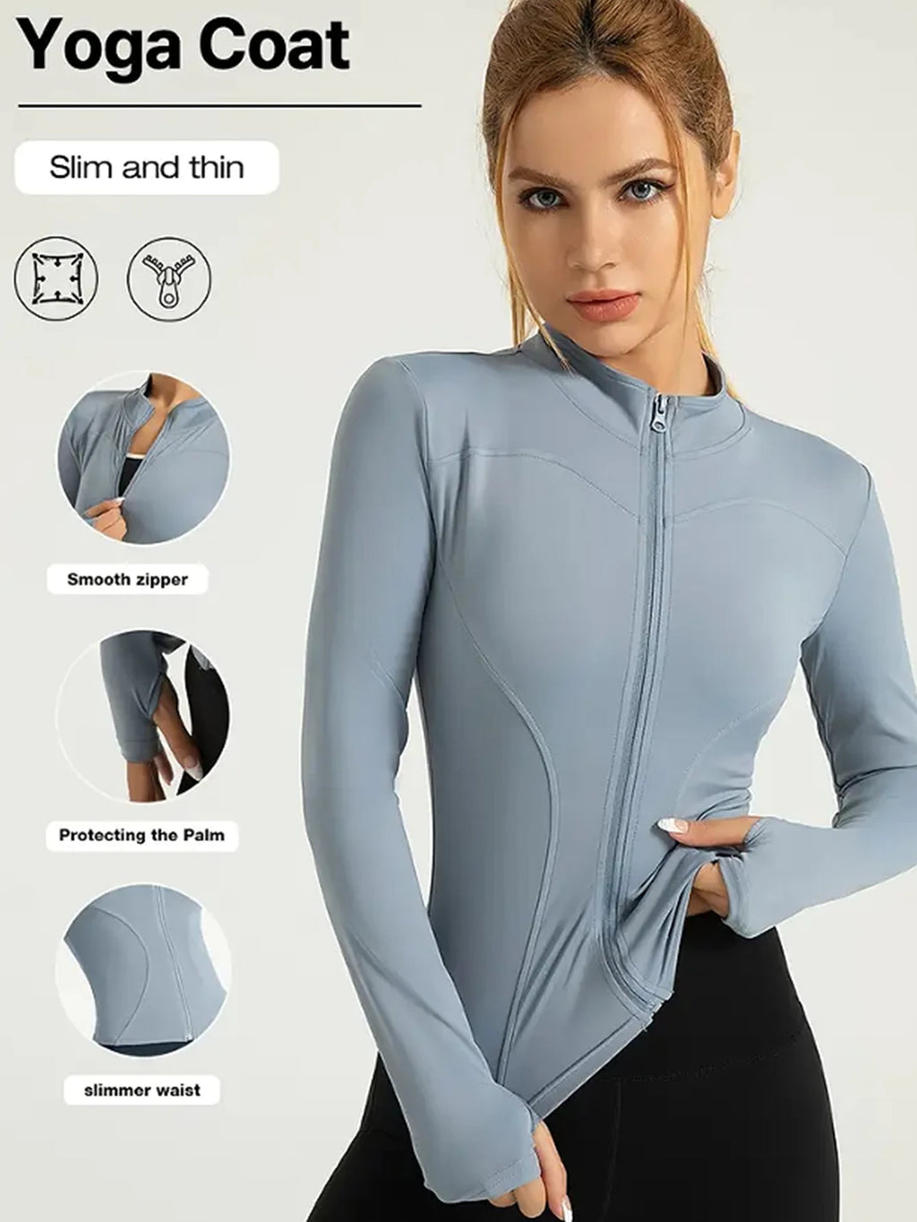 Chaqueta deportiva, top ajustado de secado rápido para mujer, edición de otoño 2025, cuello alto de protección solar de manga larga, Pilates deportivo