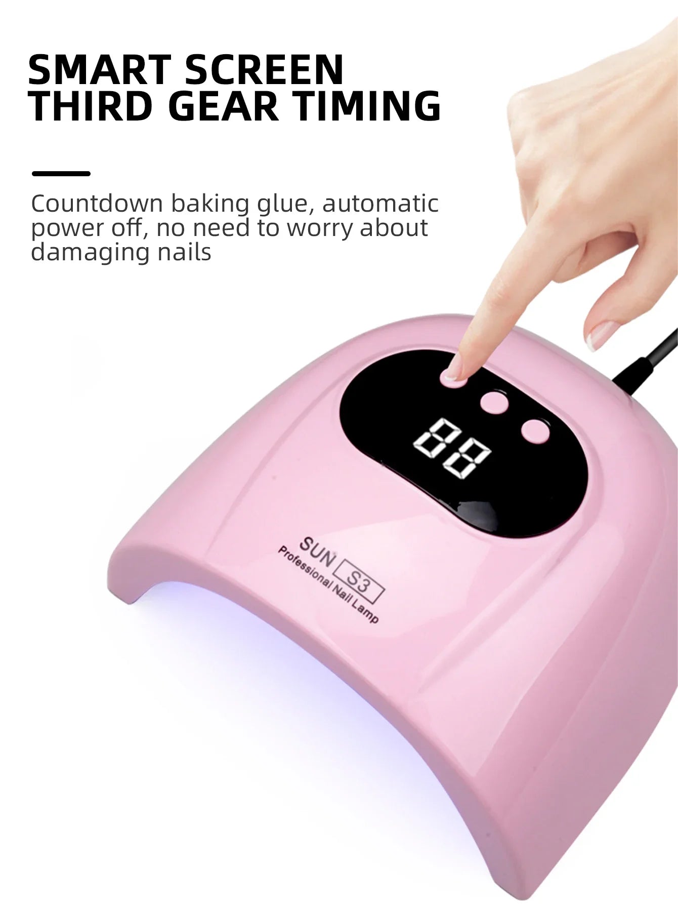 Secador de uñas de Gel con 3 Ajustes de temporizador, lámpara de manicura profesional UV, 24 LED, 88W
