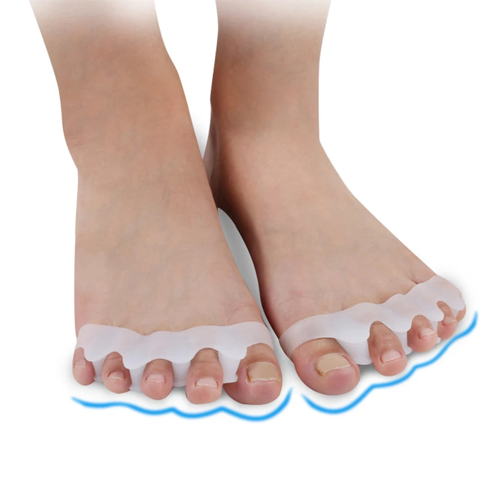 2Pcs=1Pair Black Orthopedic Product Silicone Separator Gel Toe Protector Bunion Corrector Foot Finger Straightener Pedicure Tool