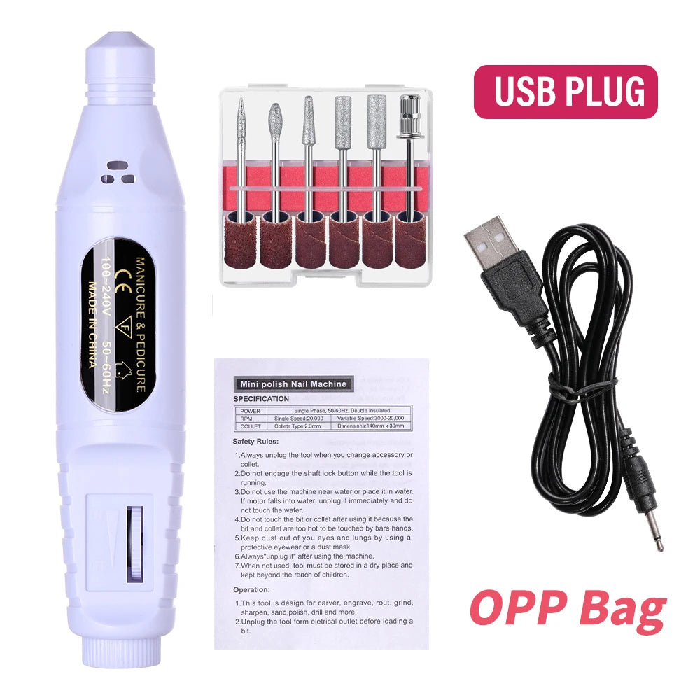 USB Electric Nail Drill & Accessories