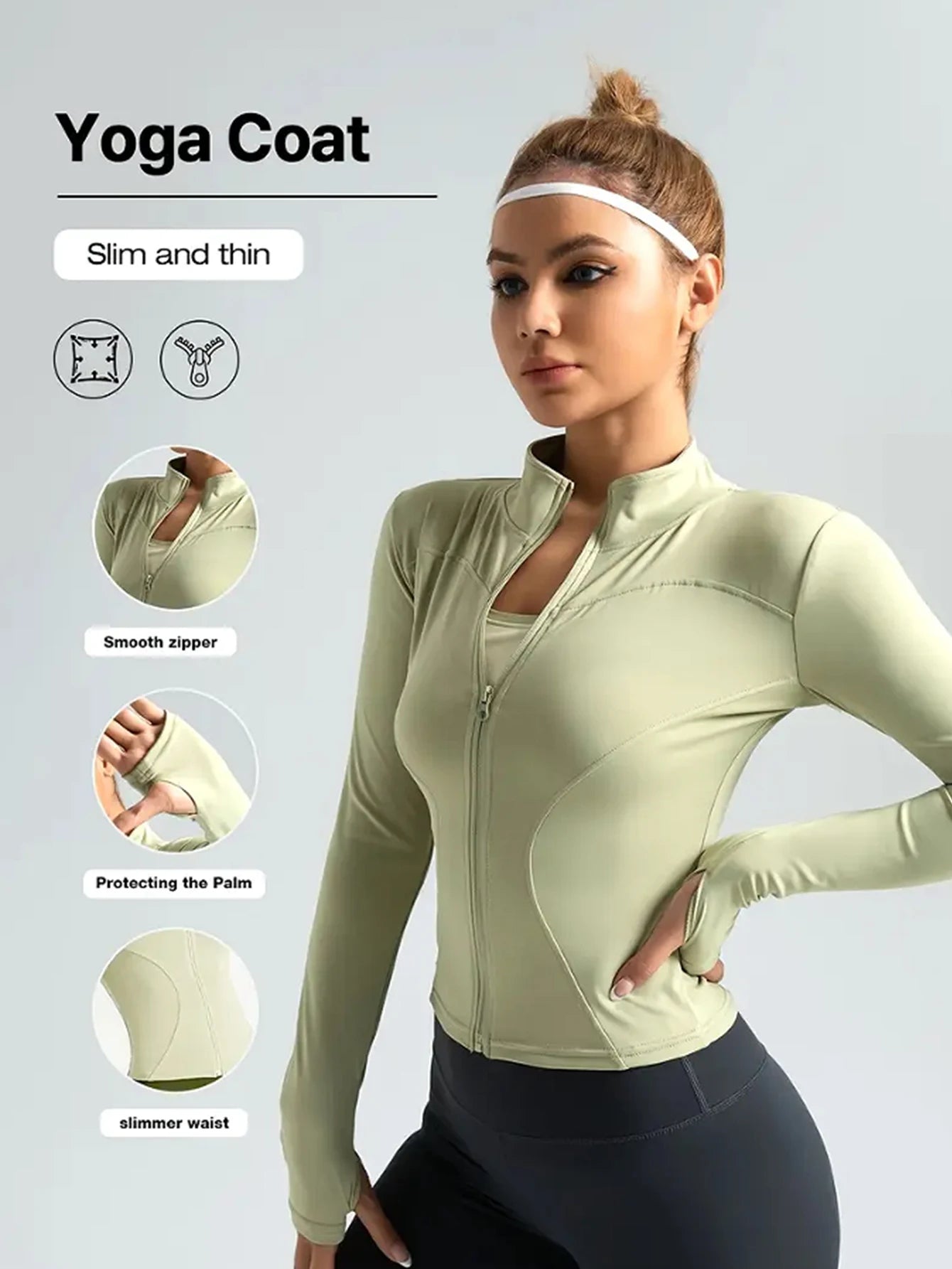 Chaqueta deportiva, top ajustado de secado rápido para mujer, edición de otoño 2025, cuello alto de protección solar de manga larga, Pilates deportivo