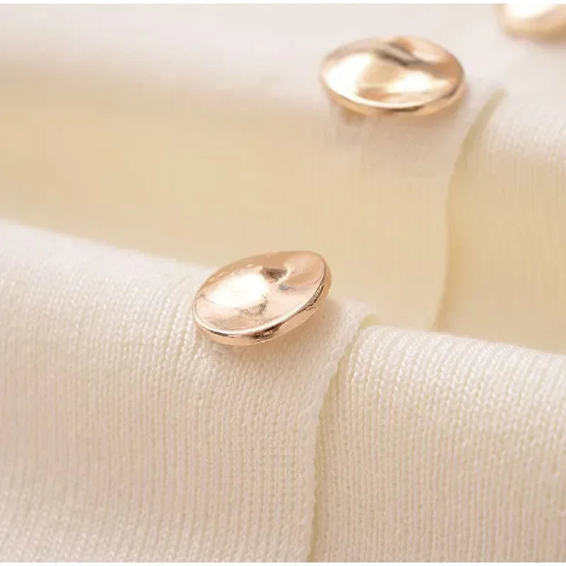 Suéter dorado de un solo pecho para mujer, chaleco informal sin mangas con cuello en V, cárdigan de punto ajustado, Tops de calle nueva de otoño