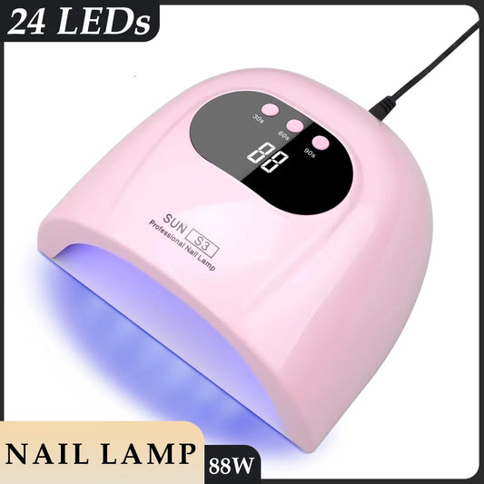 Secador de uñas de Gel con 3 Ajustes de temporizador, lámpara de manicura profesional UV, 24 LED, 88W