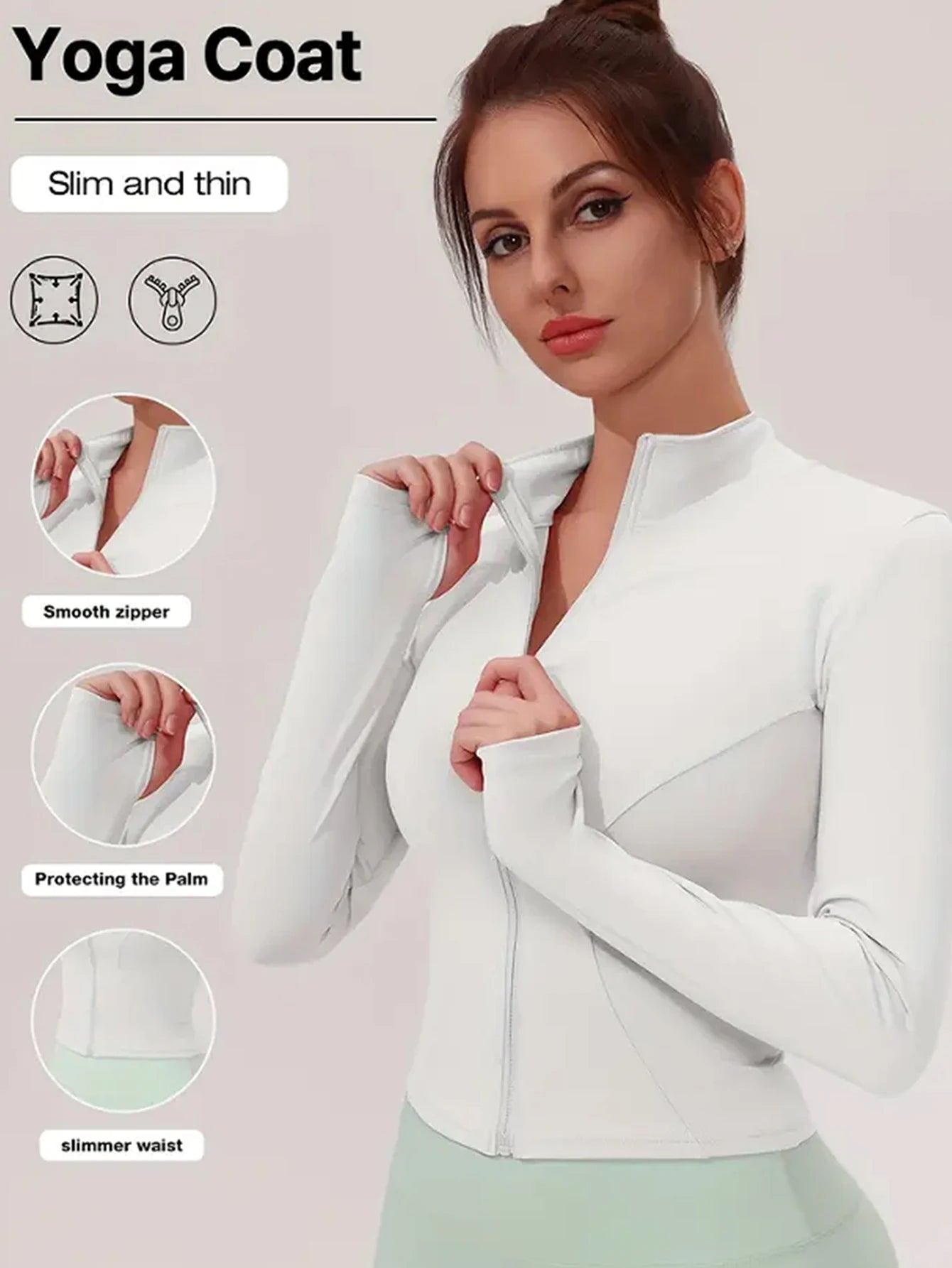 Chaqueta deportiva, top ajustado de secado rápido para mujer, edición de otoño 2025, cuello alto de protección solar de manga larga, Pilates deportivo