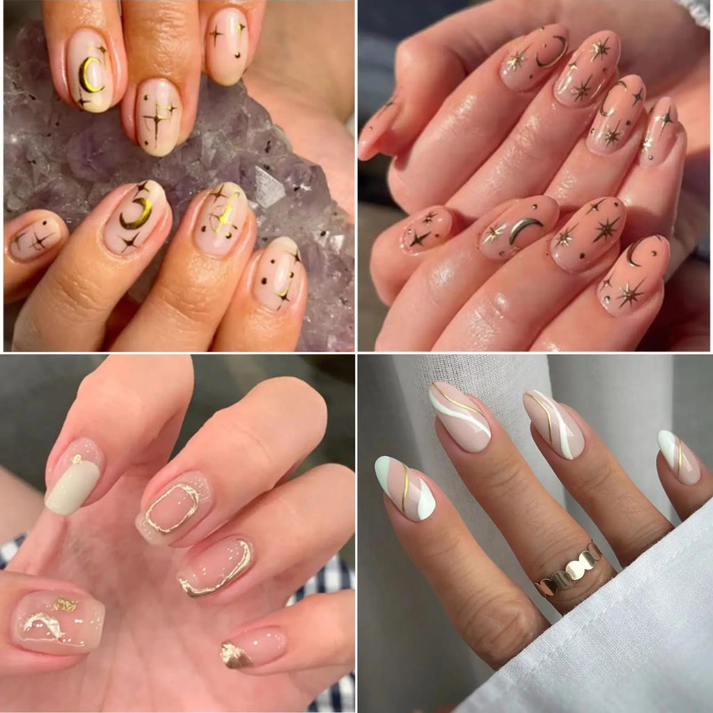 30-Sheet Gold Nail Art Sticker Set