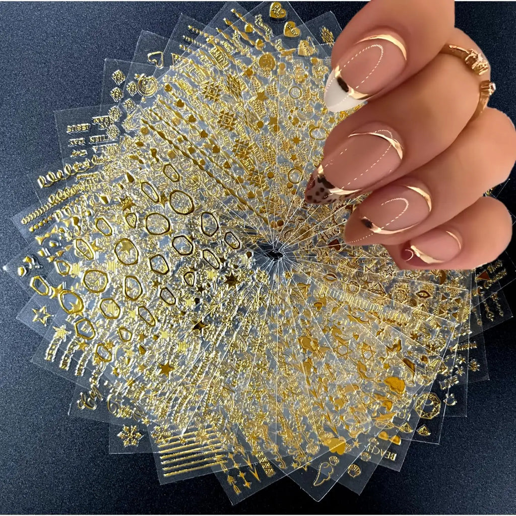 30-Sheet Gold Nail Art Sticker Set