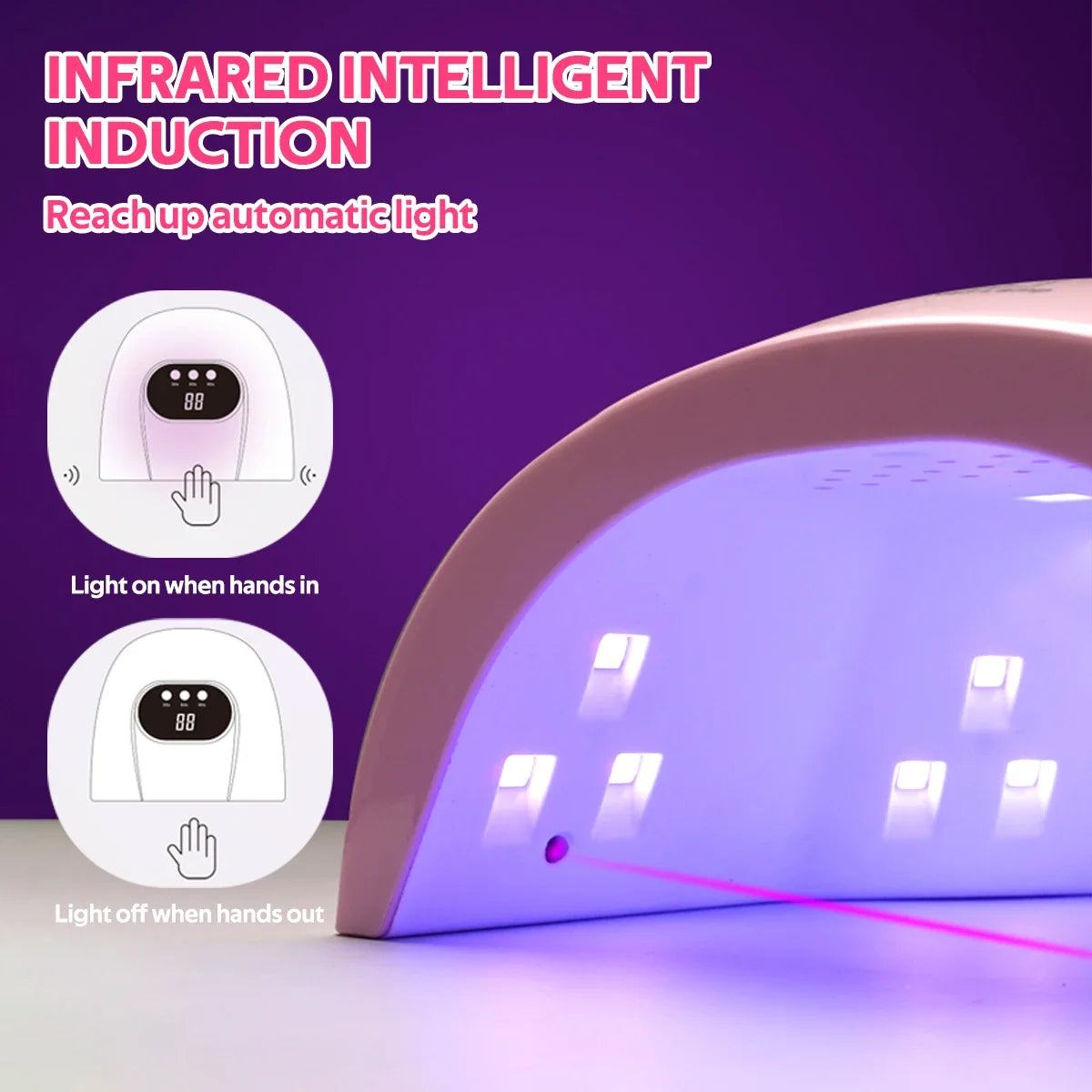 Secador de uñas de Gel con 3 Ajustes de temporizador, lámpara de manicura profesional UV, 24 LED, 88W
