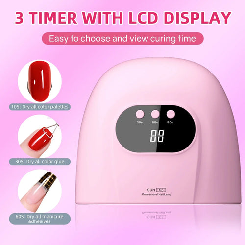 Secador de uñas de Gel con 3 Ajustes de temporizador, lámpara de manicura profesional UV, 24 LED, 88W