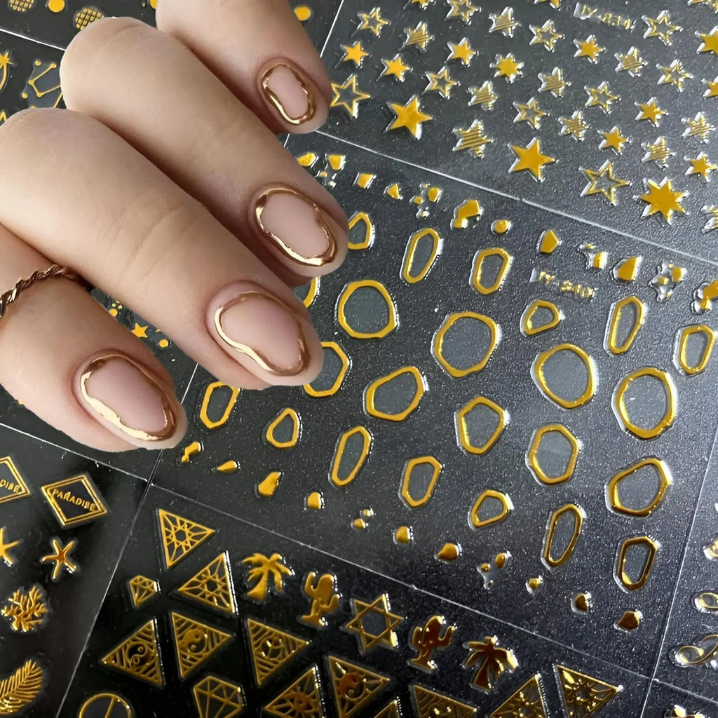 30-Sheet Gold Nail Art Sticker Set