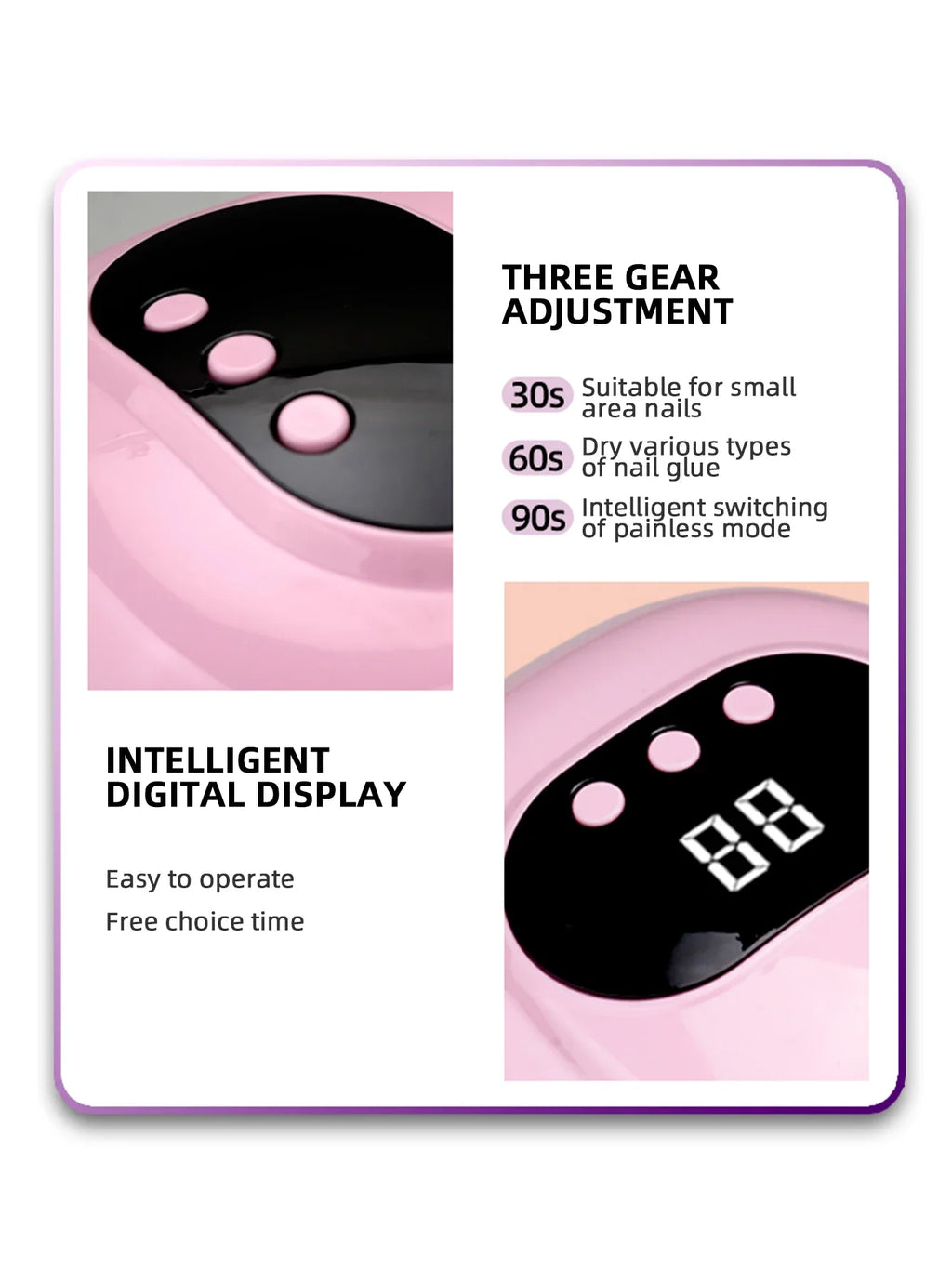 Secador de uñas de Gel con 3 Ajustes de temporizador, lámpara de manicura profesional UV, 24 LED, 88W