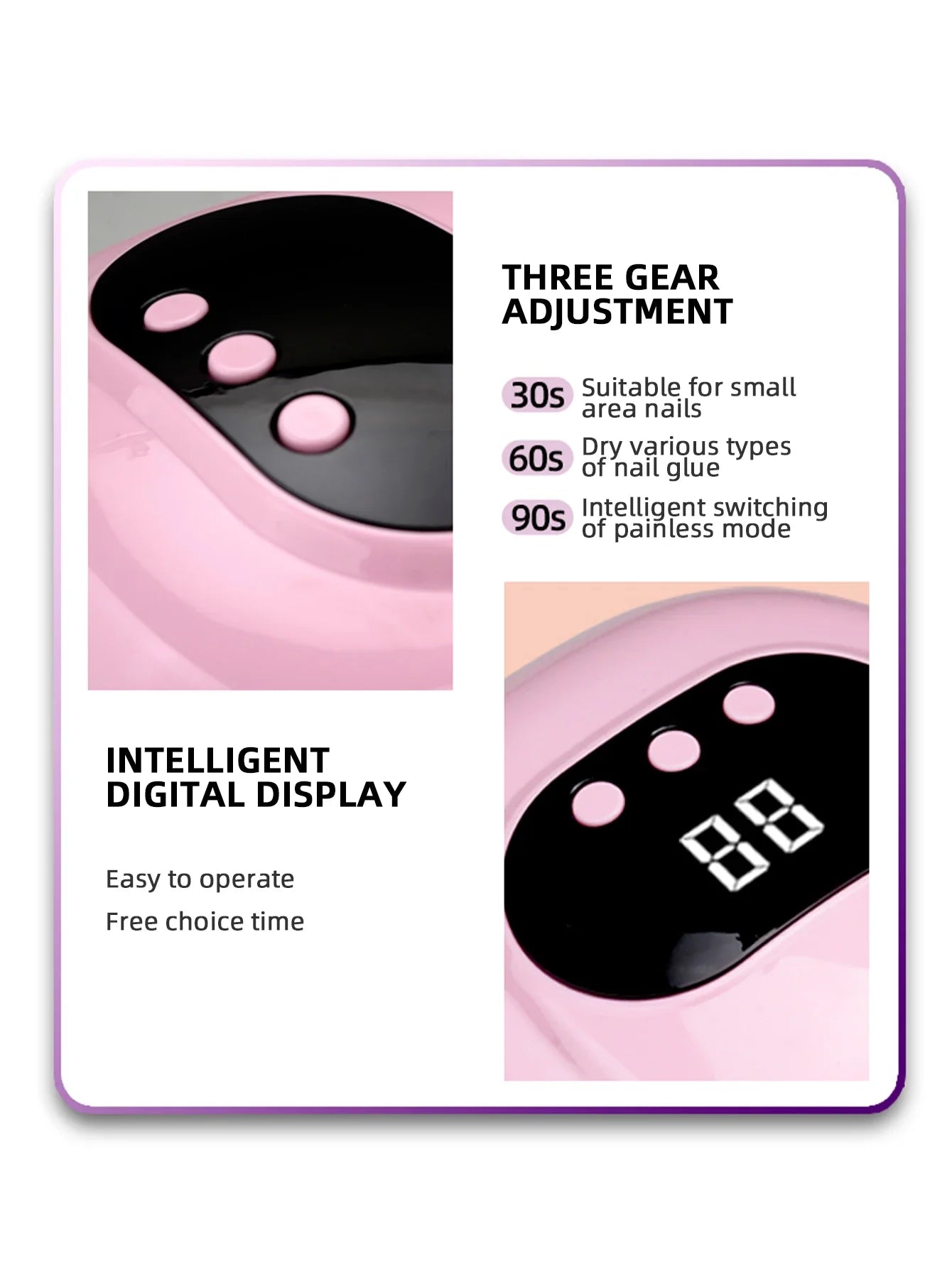 Secador de uñas de Gel con 3 Ajustes de temporizador, lámpara de manicura profesional UV, 24 LED, 88W