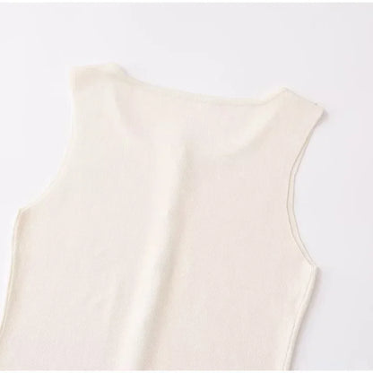 Suéter dorado de un solo pecho para mujer, chaleco informal sin mangas con cuello en V, cárdigan de punto ajustado, Tops de calle nueva de otoño